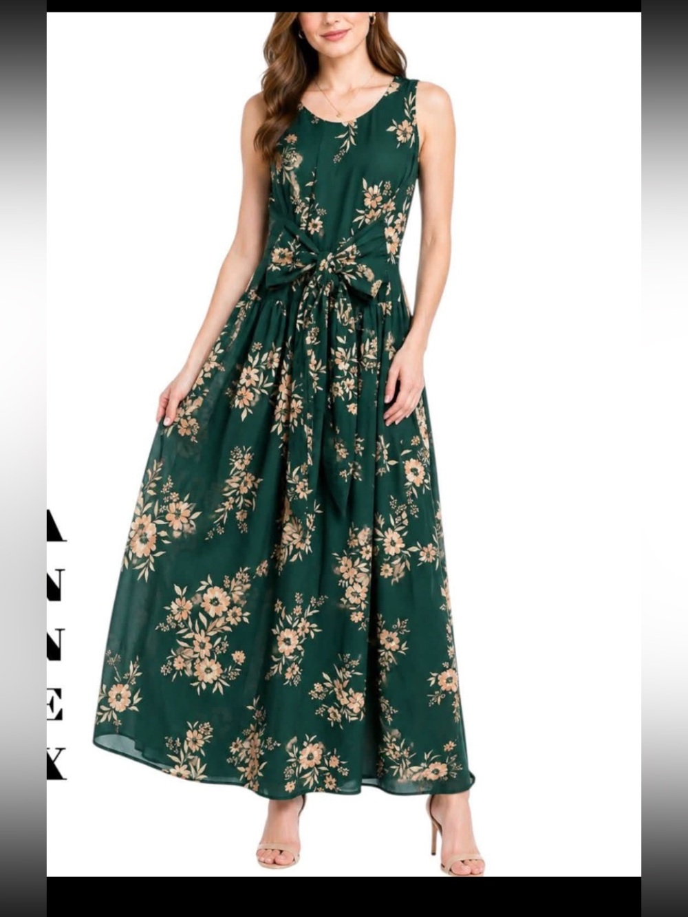 APRICOT Emerald Green Floral Tie-Front Maxi Dress